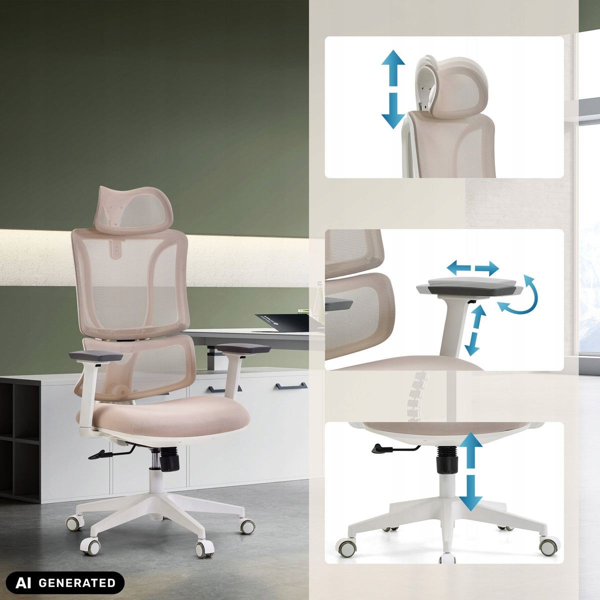 Swivel chair MyBuero beige Furniture depth 70 cm