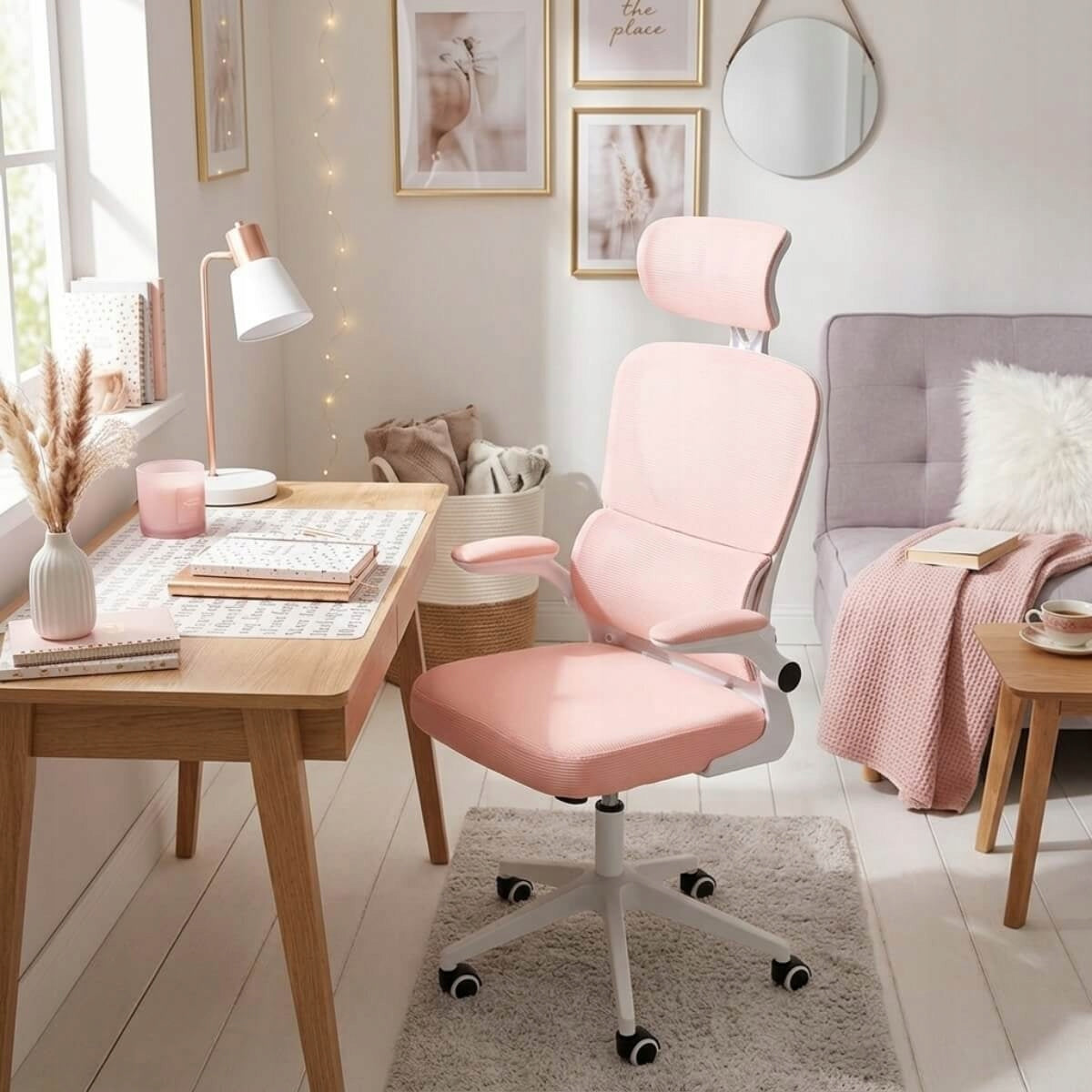 Swivel chair PINK office gaming chair for office ERGONOMIC L069P Manufacturer code HILE-L069P-W