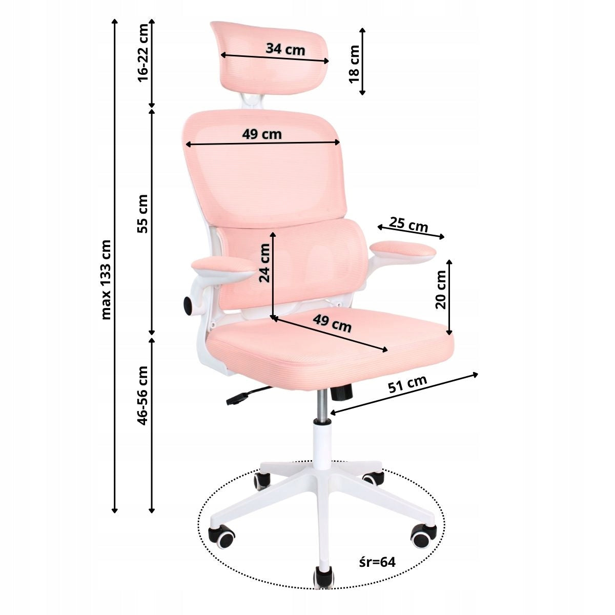 Swivel chair PINK office gaming chair for office ERGONOMIC L069P Packaging status original