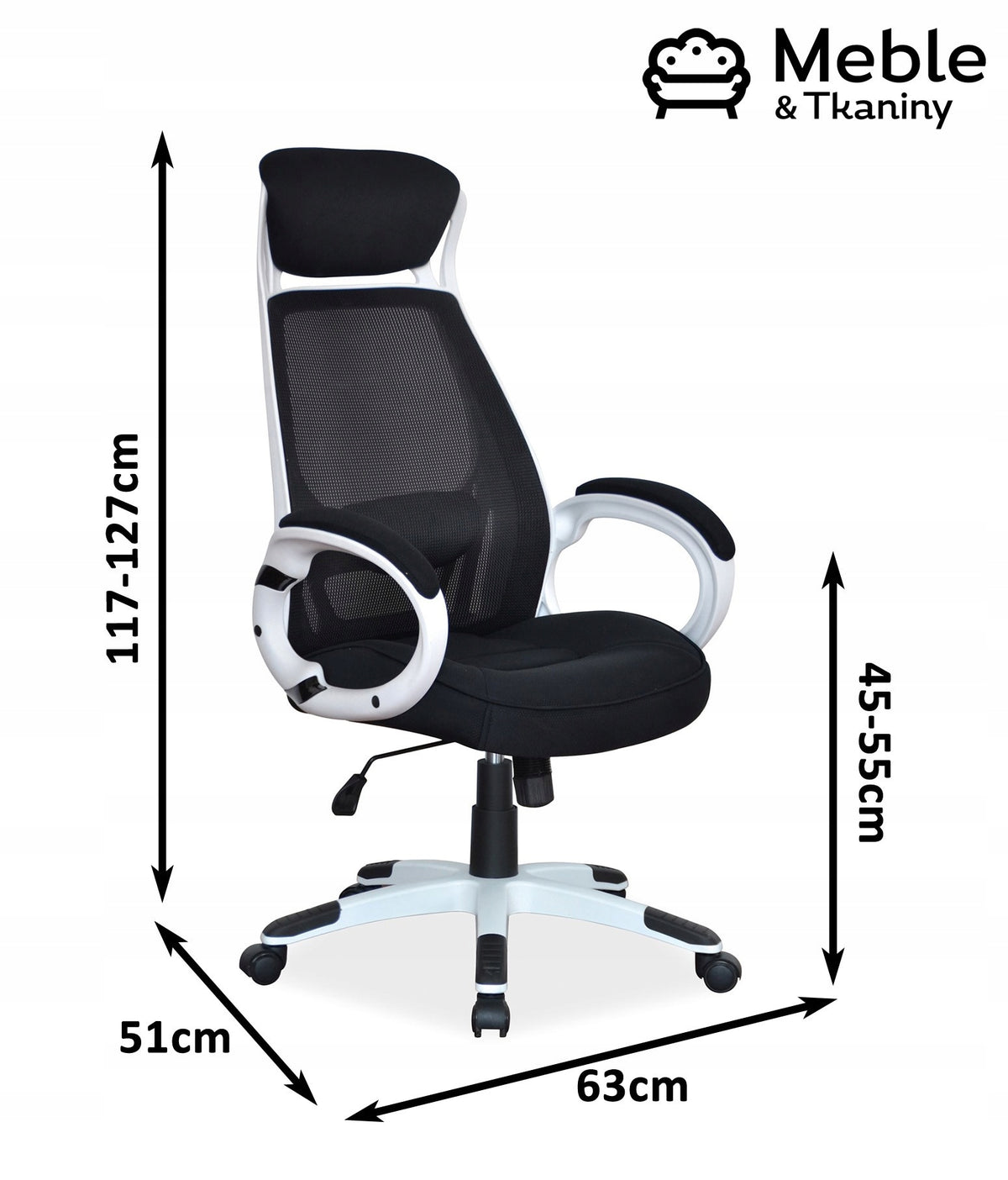 Swivel chair Q-409 Black White Studio Office Packaging status original