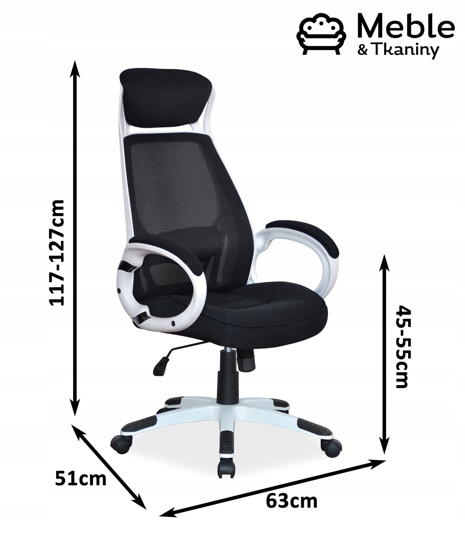 Swivel chair Q-409 Black White Studio Office Packaging status original