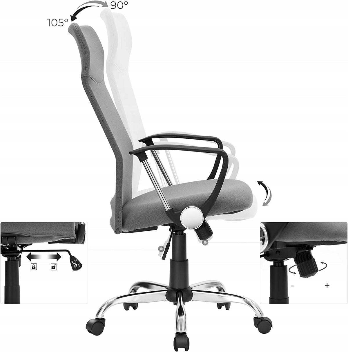 Swivel chair Songmics 120 x 52 x 49 cm GREY Brand Songmics