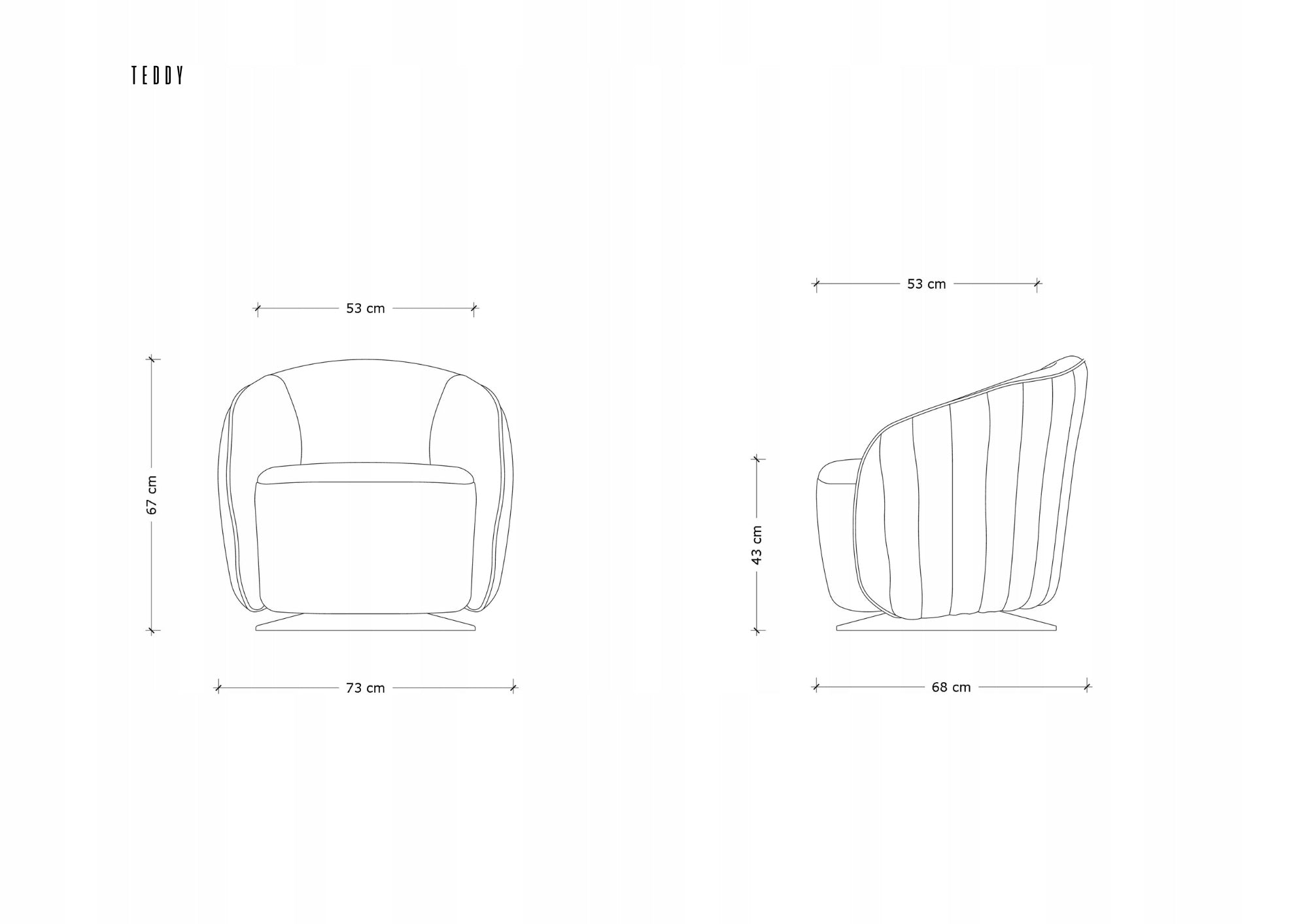 Swivel chair Teddy black fabric hotel reception bedroom Manufacturer code FS98-LF633D-20