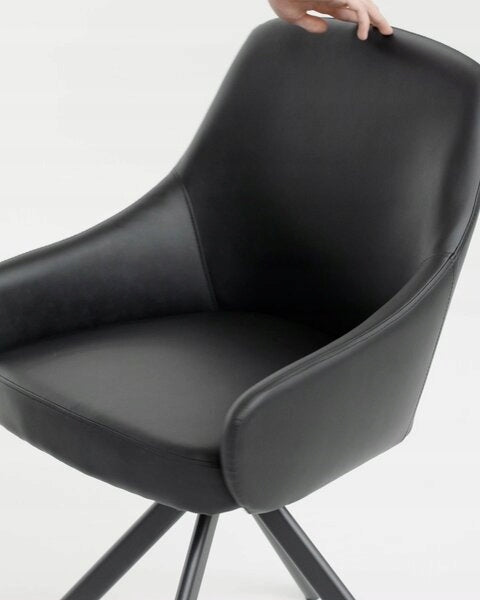 Swivel chair for living room office room ROSTRUP Eco LEATHER BLACK Brand JYSK