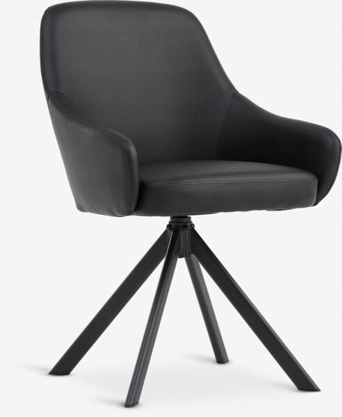 Swivel chair for living room office room ROSTRUP Eco LEATHER BLACK
