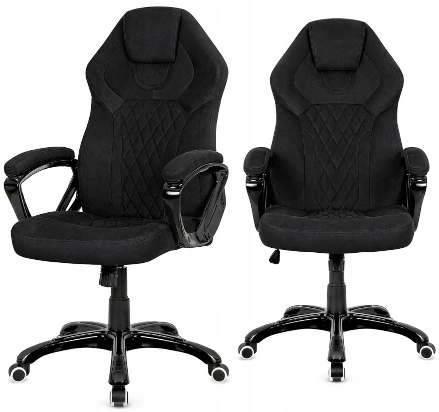 Swivel chair for office desk for president black velour fabric