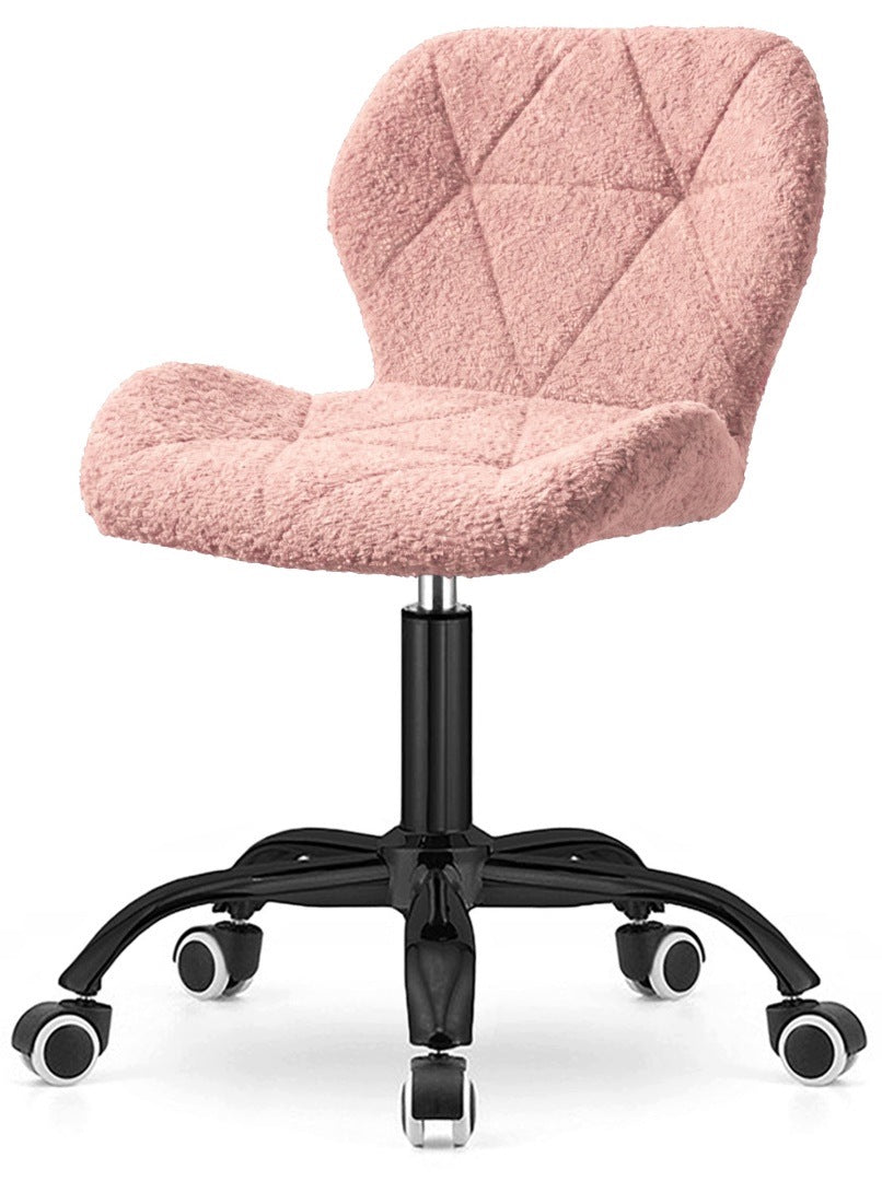 Swivel chair for student desk office adjustable pink boucle Lamb