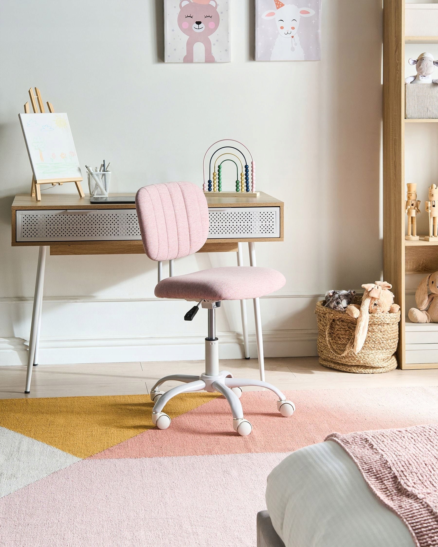 Swivel chair material height adjustment without armrests pink Packaging status original