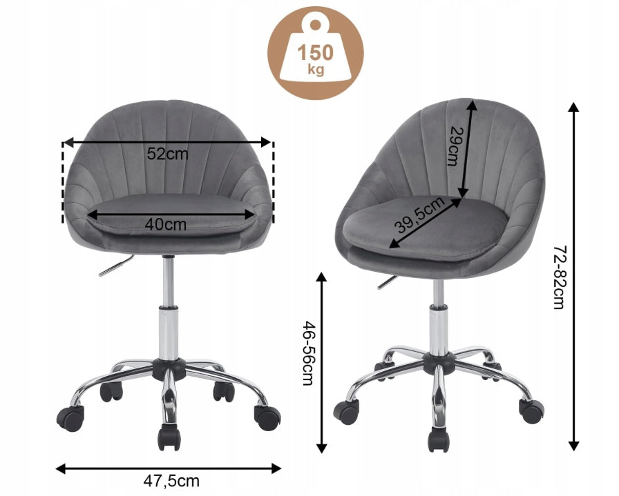 Swivel chair office chair Woltu 82x47,5x47,5 cm dark grey velvet Brand Woltu
