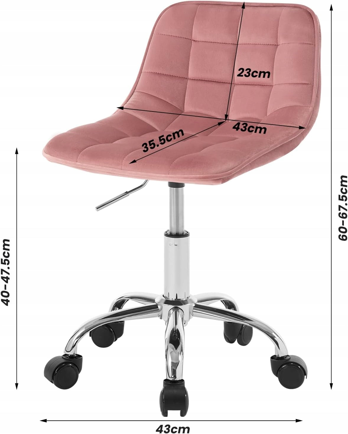 Swivel chair office chair upholstered quilted Woltu pink velvet Manufacturer code BS153rs