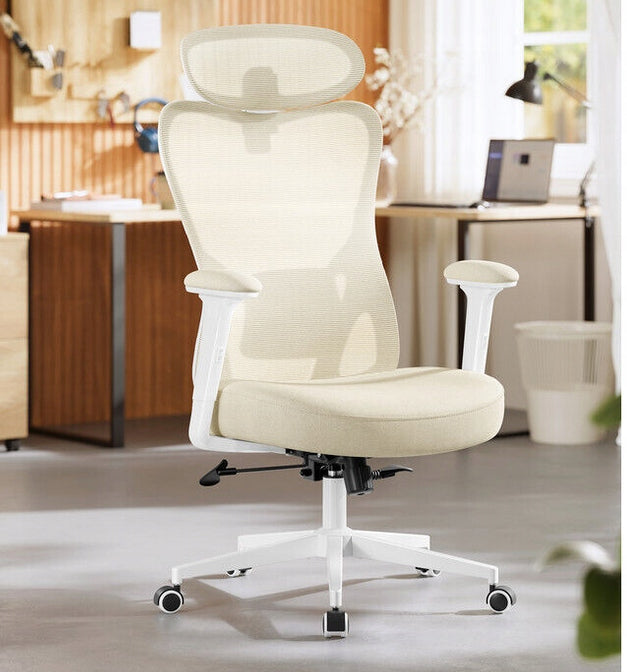 Swivel chair on wheels Songmics beige ergonomic backrest up to 150kg Manufacturer code OBN066lf01