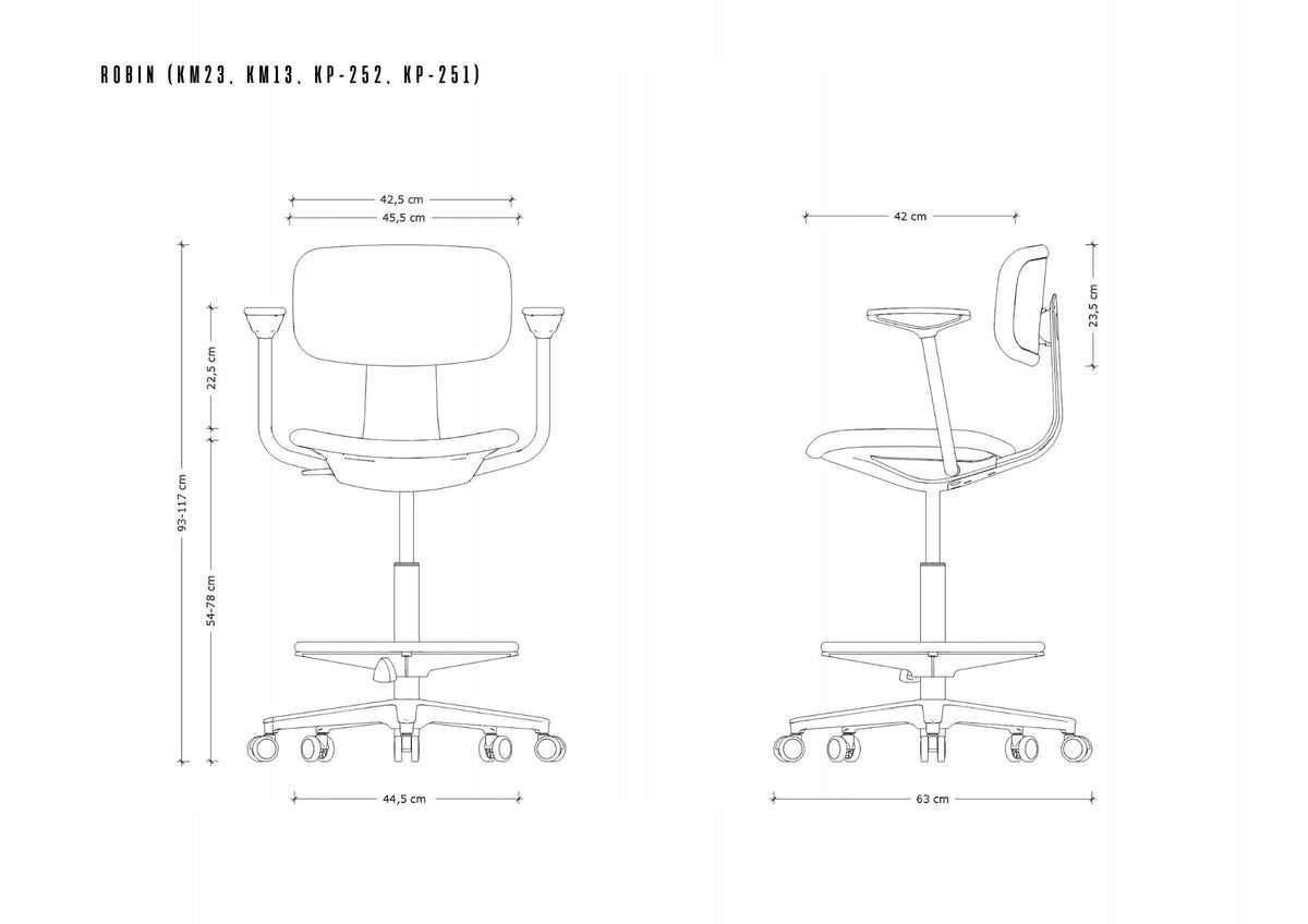 Swivel chair with medical footrest ROBIN grey-blue, polyurethane Brand Unique