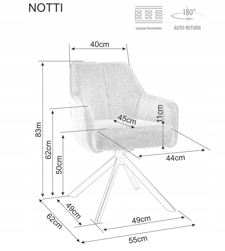 Swivel office chair, upholstered beige office chair, for desk - NOTTI Furniture depth 45 cm