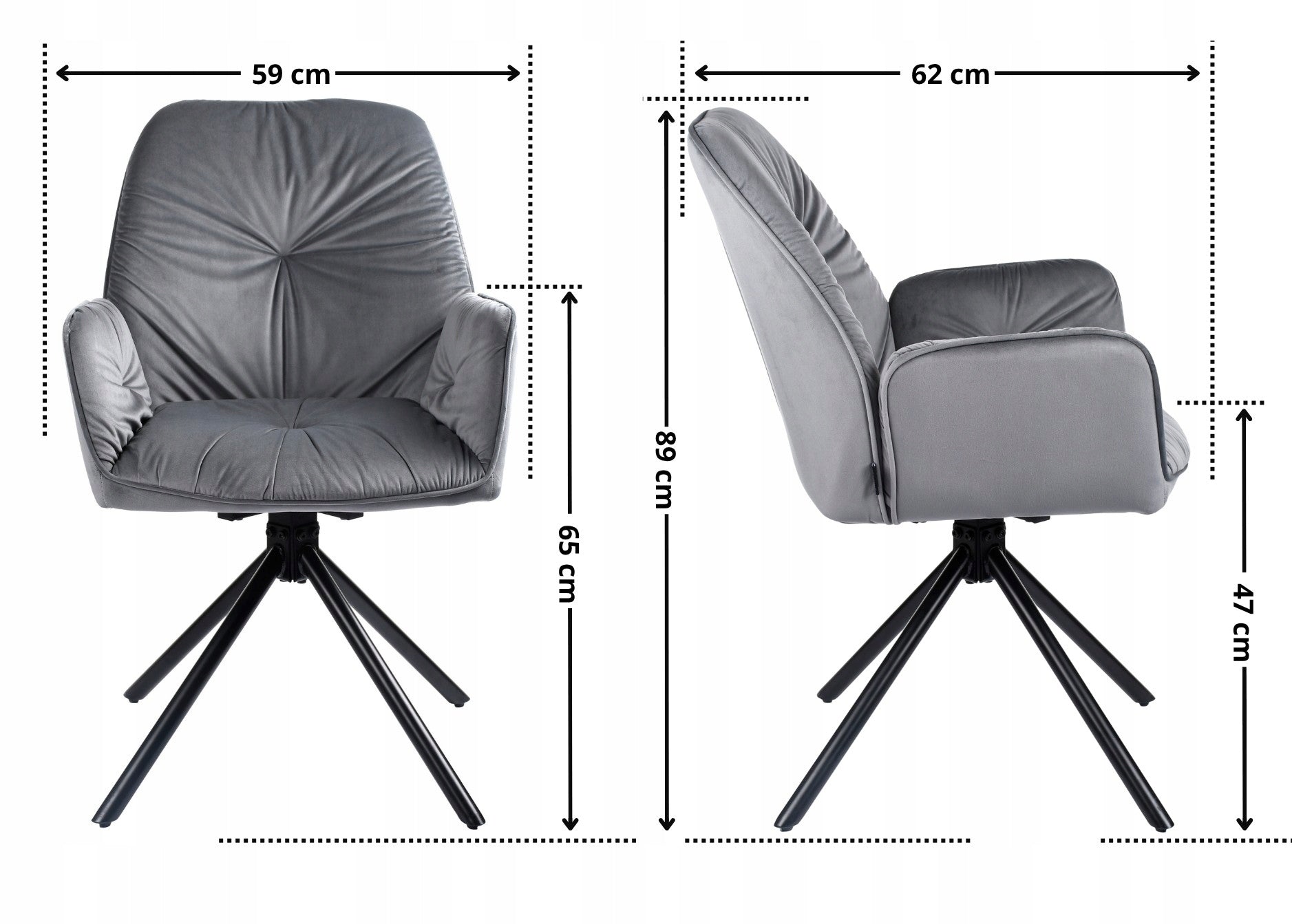 Swivel office chair, velour grey office chair for desk - KOEN Brand exito design