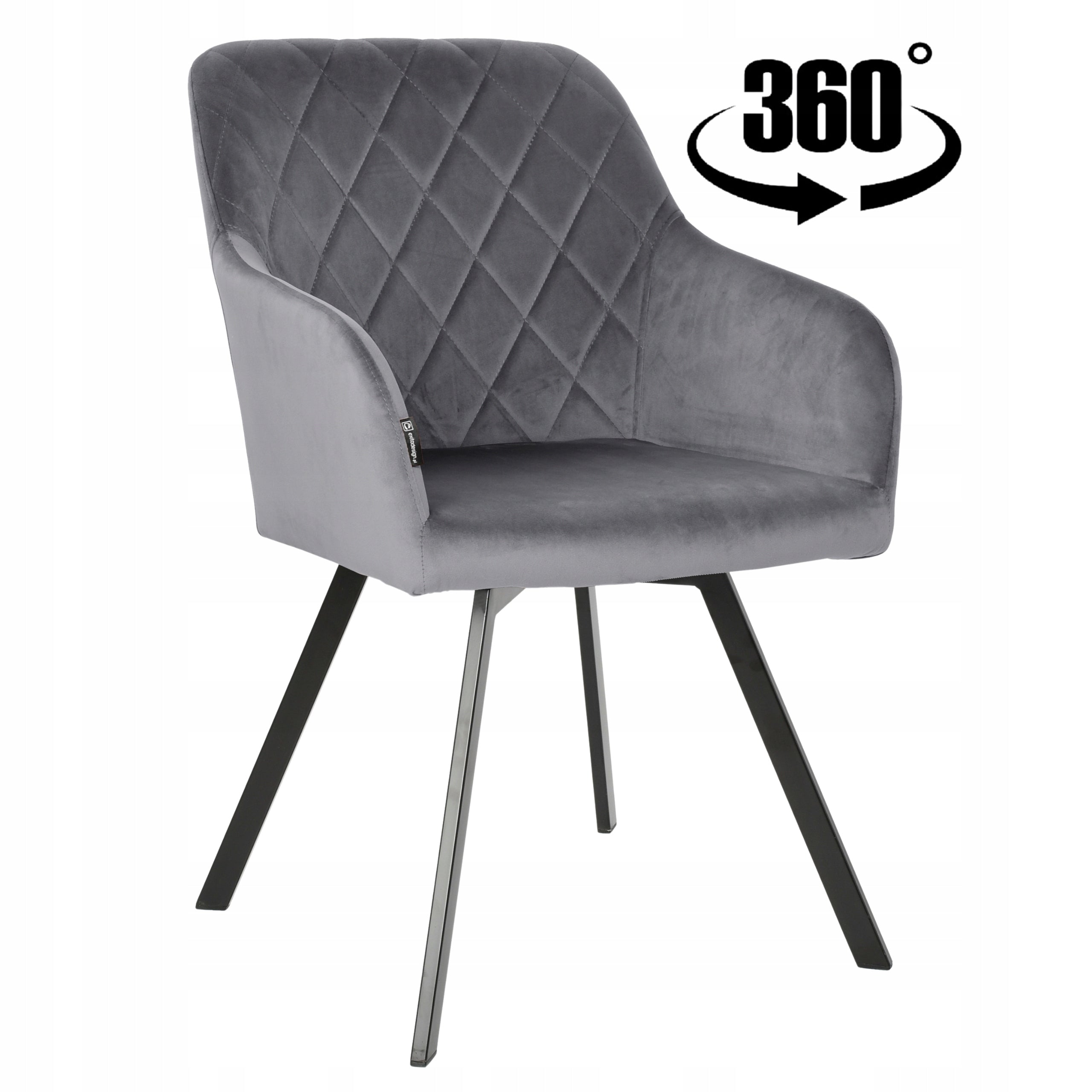 Swivel office chair, velour grey office chair for desk - PANKO