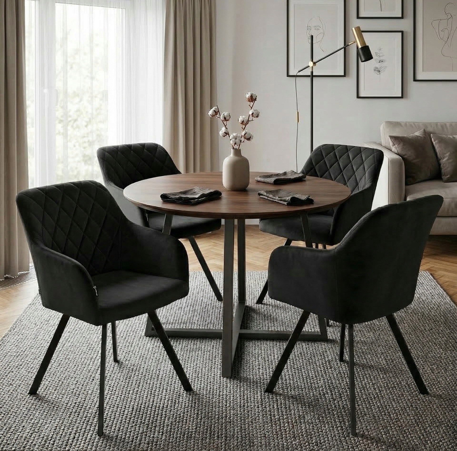 Swivel office chair, velour office chair black for desk - PANKO Packaging status original