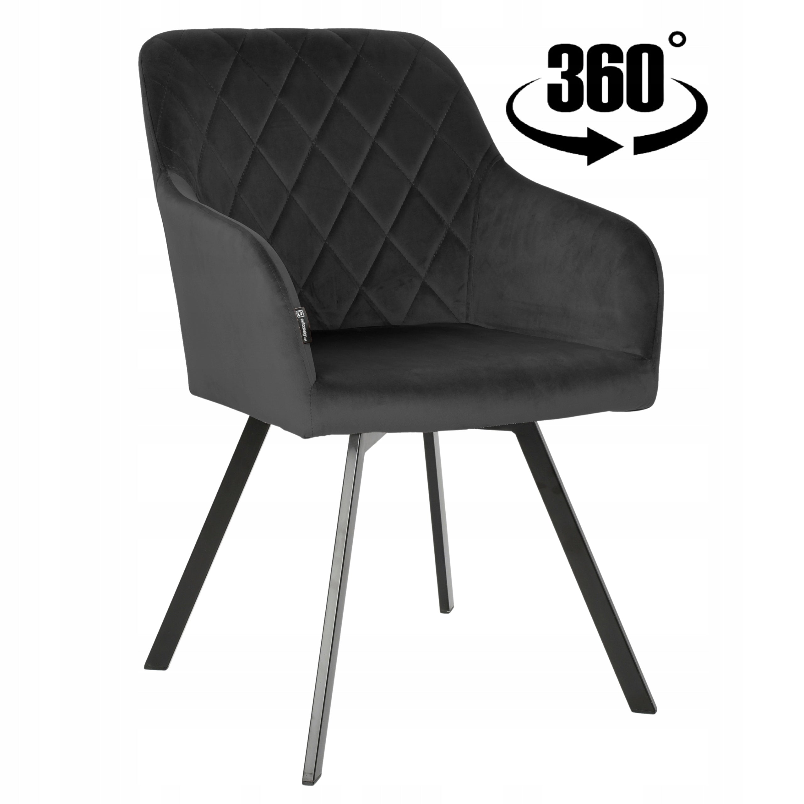 Swivel office chair, velour office chair black for desk - PANKO