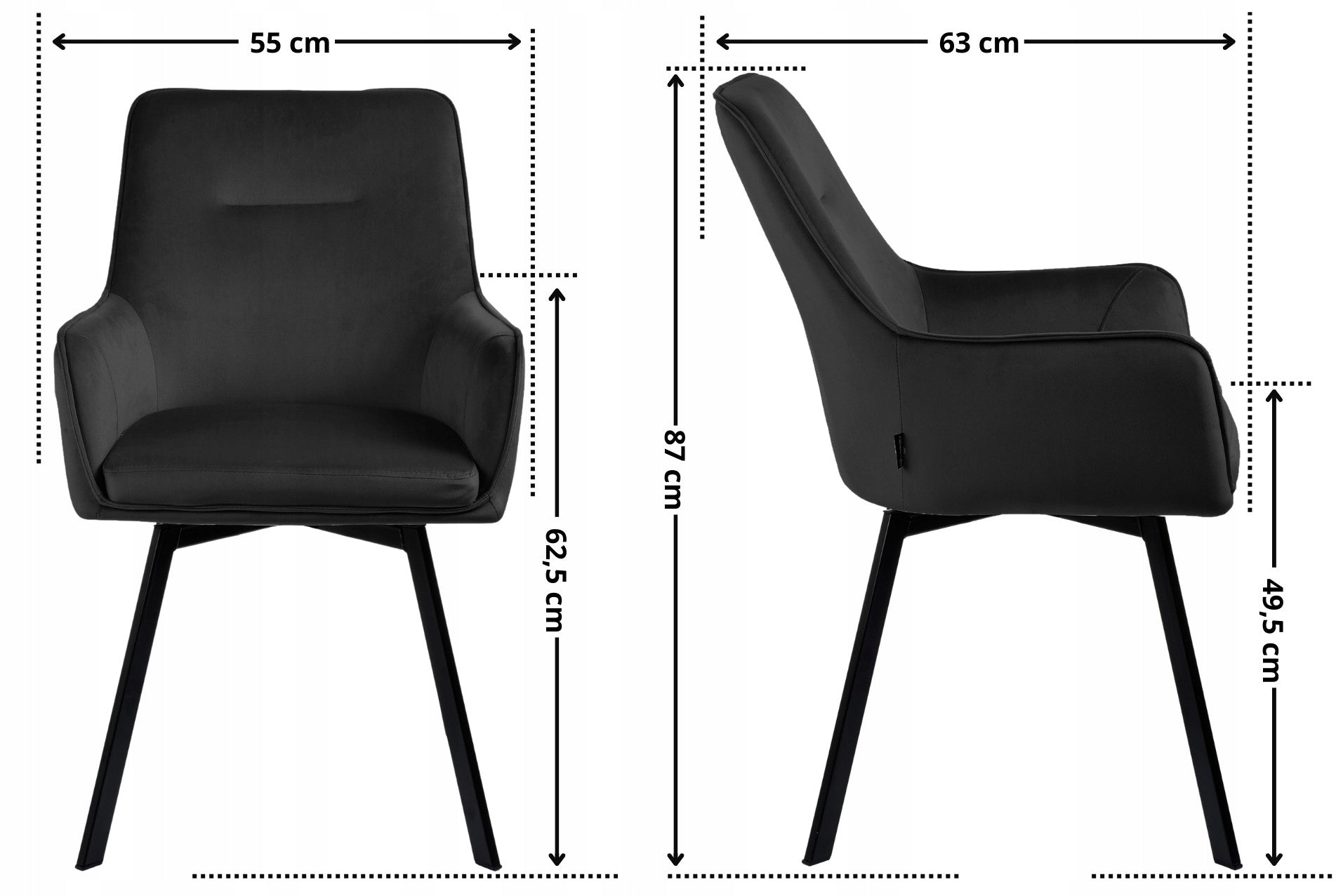 Swivel office chair, velour office chair black for desk - SWEN Manufacturer code EX223006/108-77