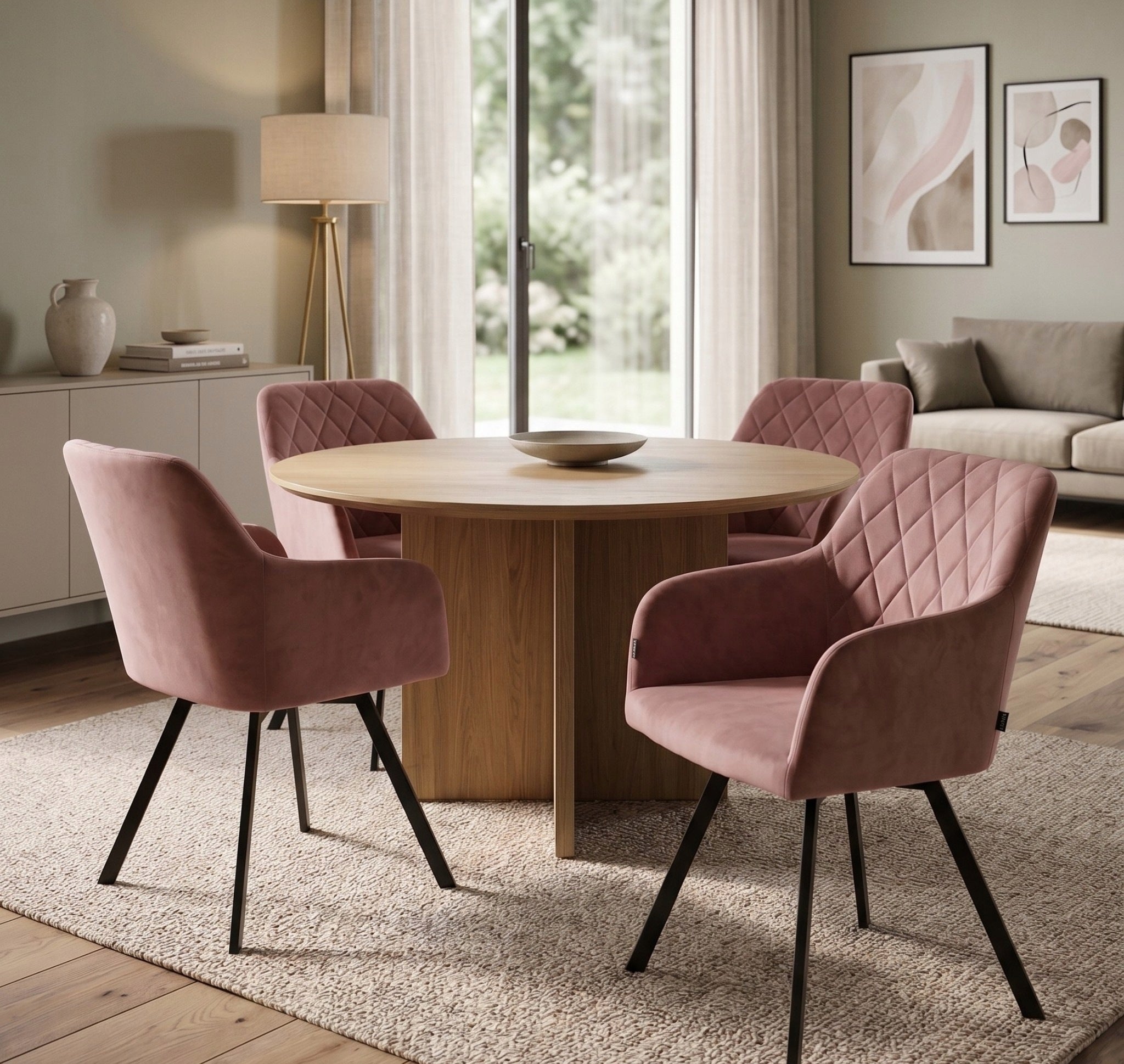 Swivel office chair, velour pink office chair for desk - PANKO Packaging status original