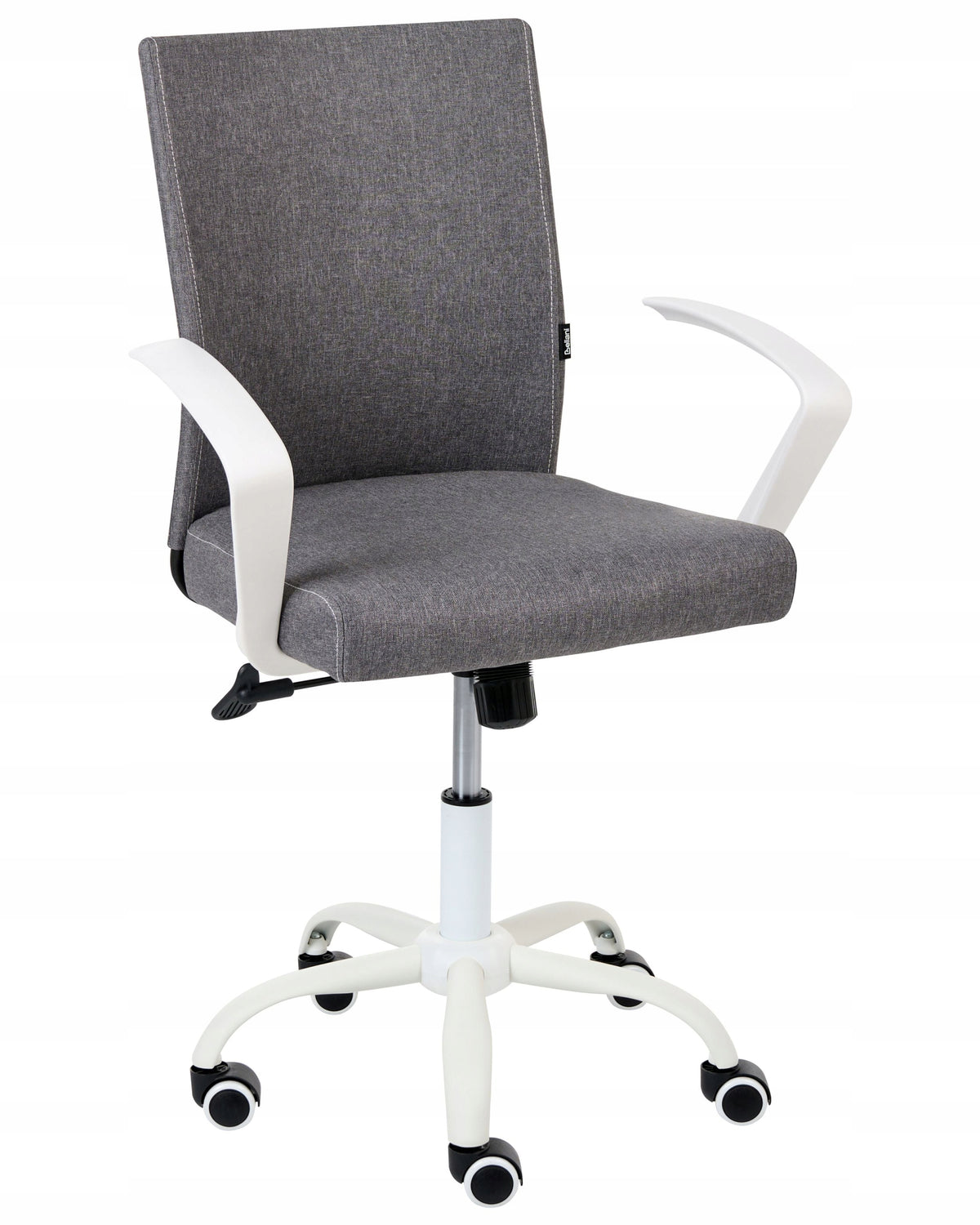 Swivel office chair with adjustable backrest and dark gray height