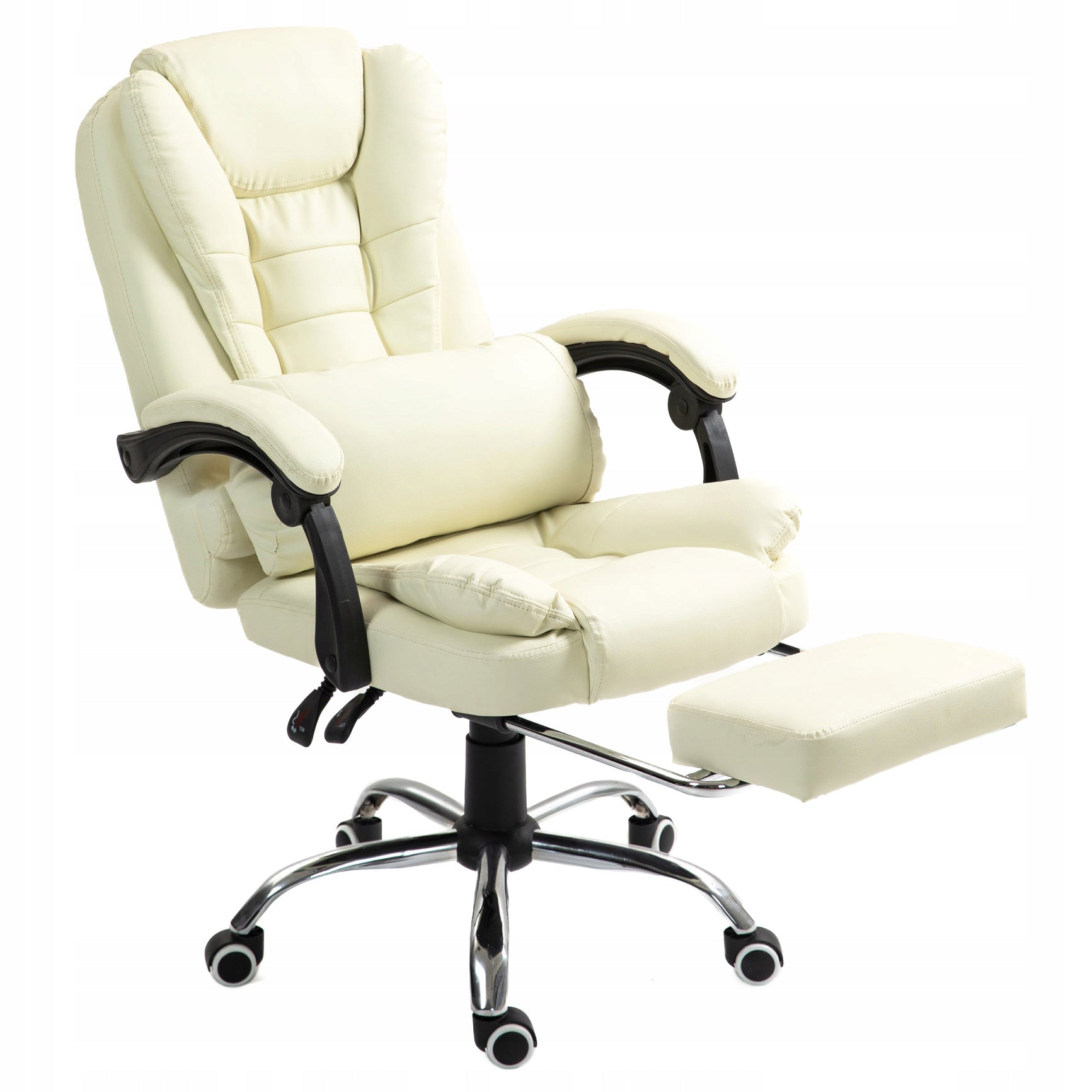 Swivel office chair with lumbar cushion footrest BEIGE GIOSEDIO
