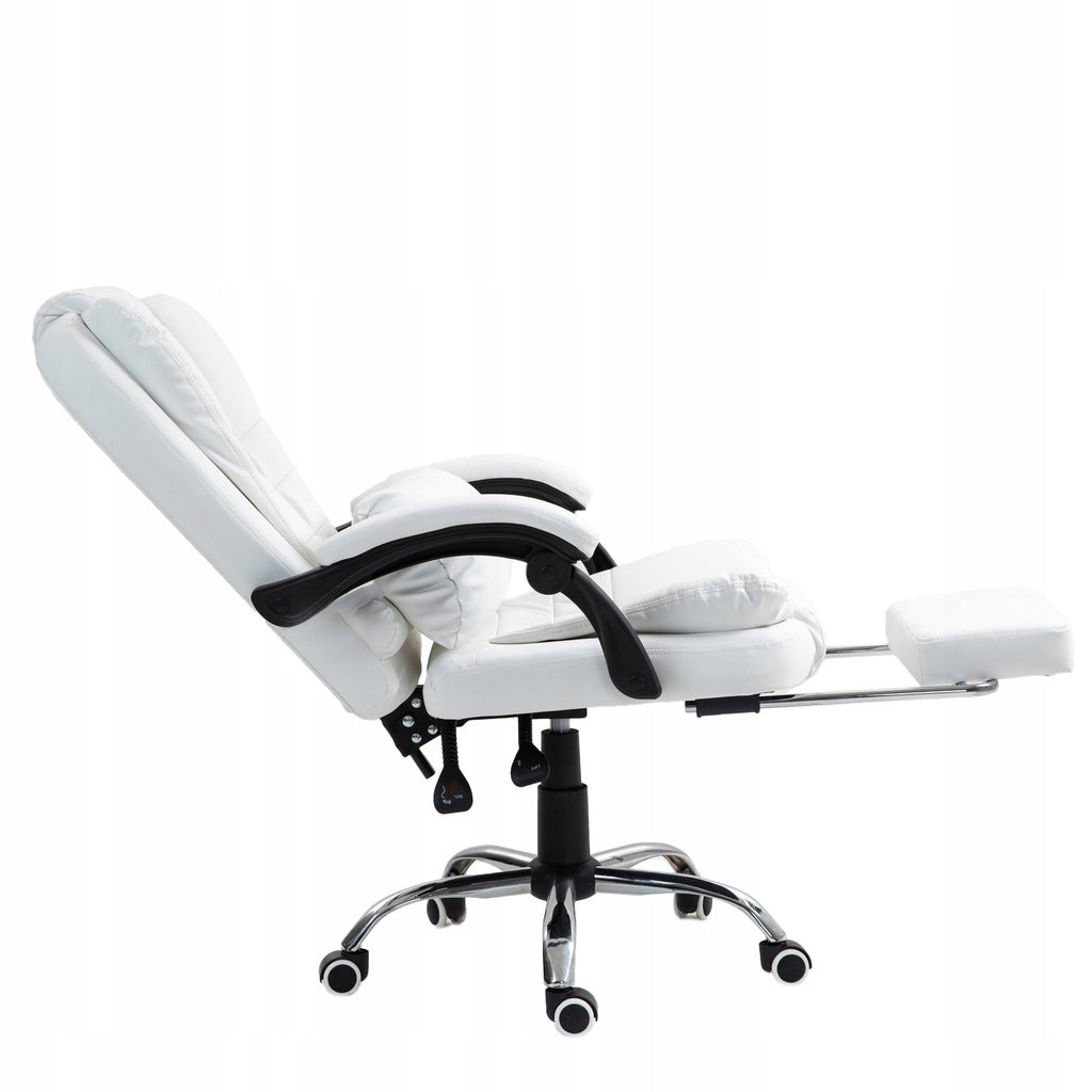 Swivel office chair with lumbar cushion footrest WHITE GIOSEDIO Furniture width 63 cm