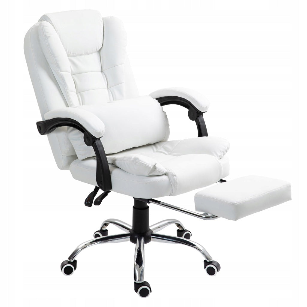 Swivel office chair with lumbar cushion footrest WHITE GIOSEDIO