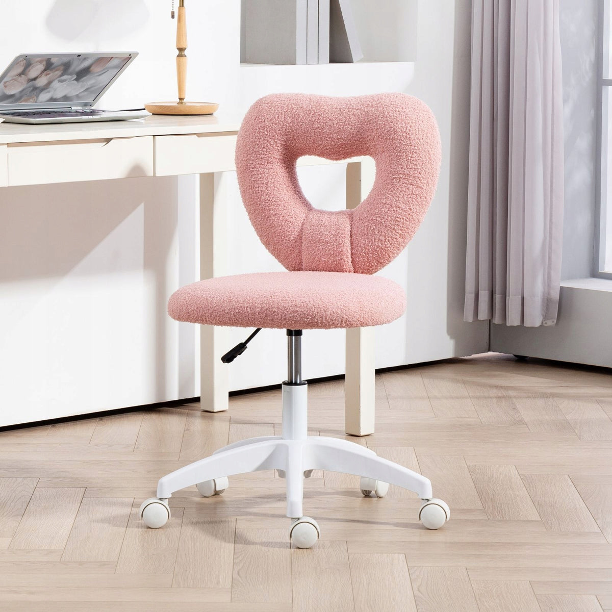 Swivel office chair, without armrests, pink Furniture depth 56 cm