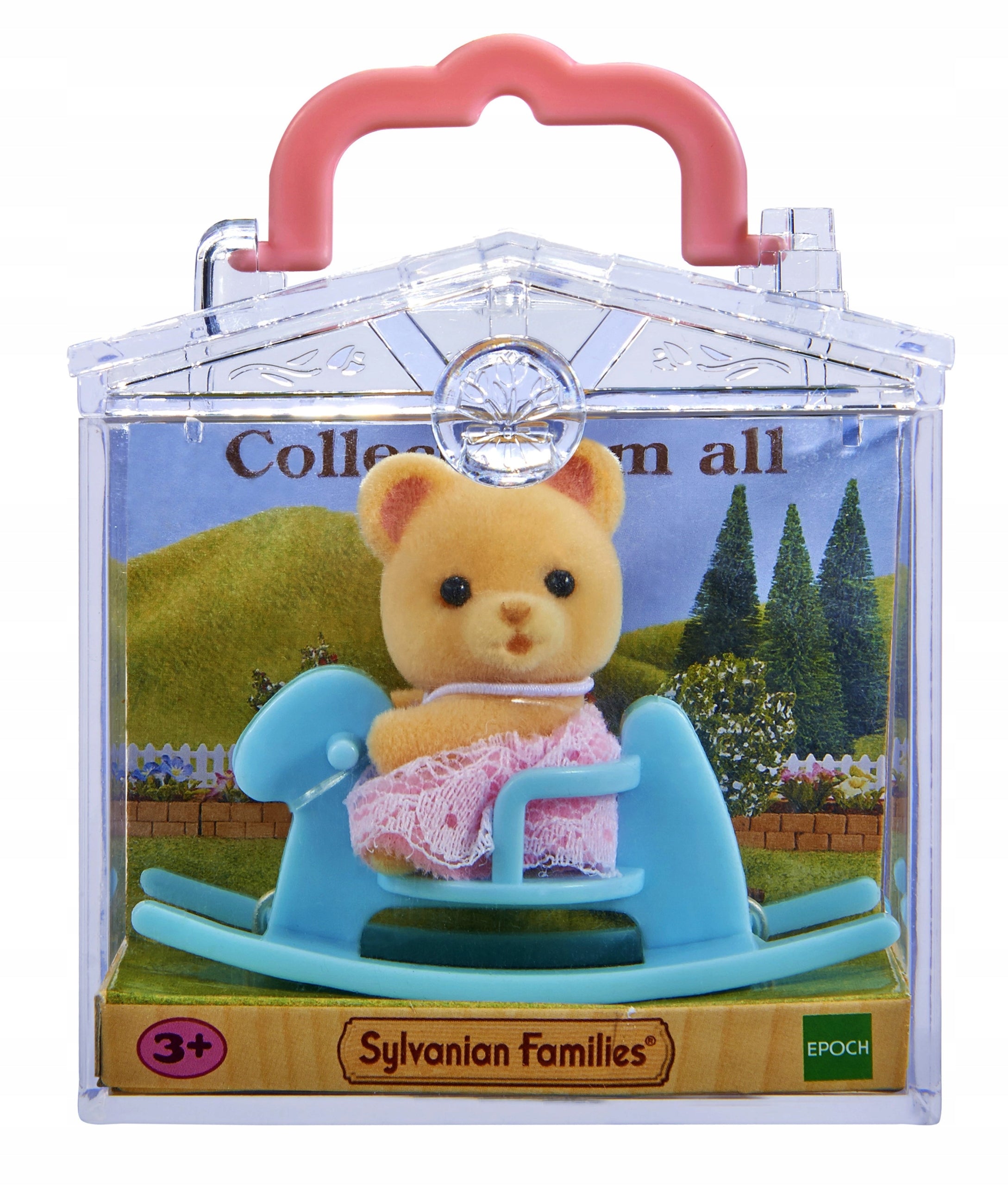 Figūrėlė Sylvanian Families Meškiukas ant supamo arkliuko, žydra