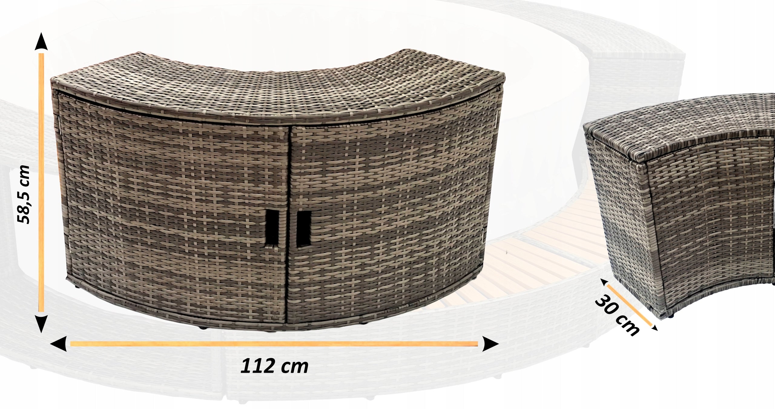 Quadratischer Whirlpool-Schrank mit Türen Thunder, 112 x 30 x 58,5 cm
