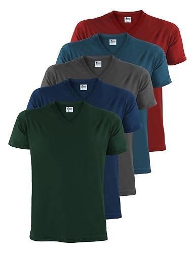 T SHIRT MEN'S COTTON NECKLINE V SHORT SLEEVE CASUAL SPORT 5 PCS Brand no brand