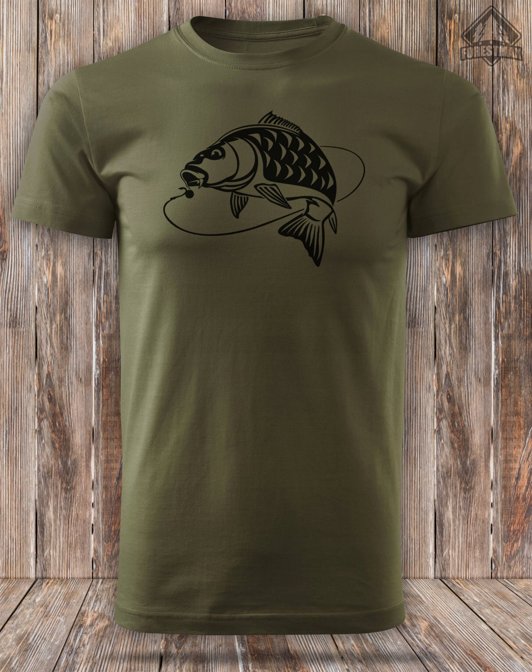 T-shirt T-shirt with CARP gift for Fisherman color military green Roz S Color green
