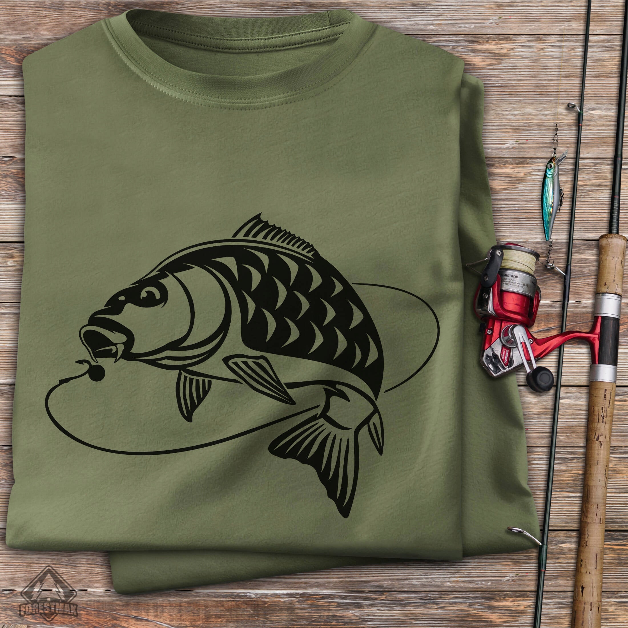 T-shirt with CARP as a gift for Fisherman - 100% cotton khaki Roz L Manufacturer code T-shirt / khaki / KARP D16 / L