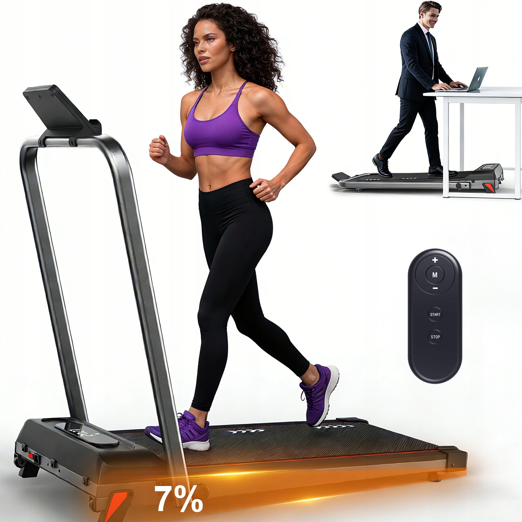 T99PRO 2-in-1 electric home treadmill, speed 10km/h, adjustable tilt angle