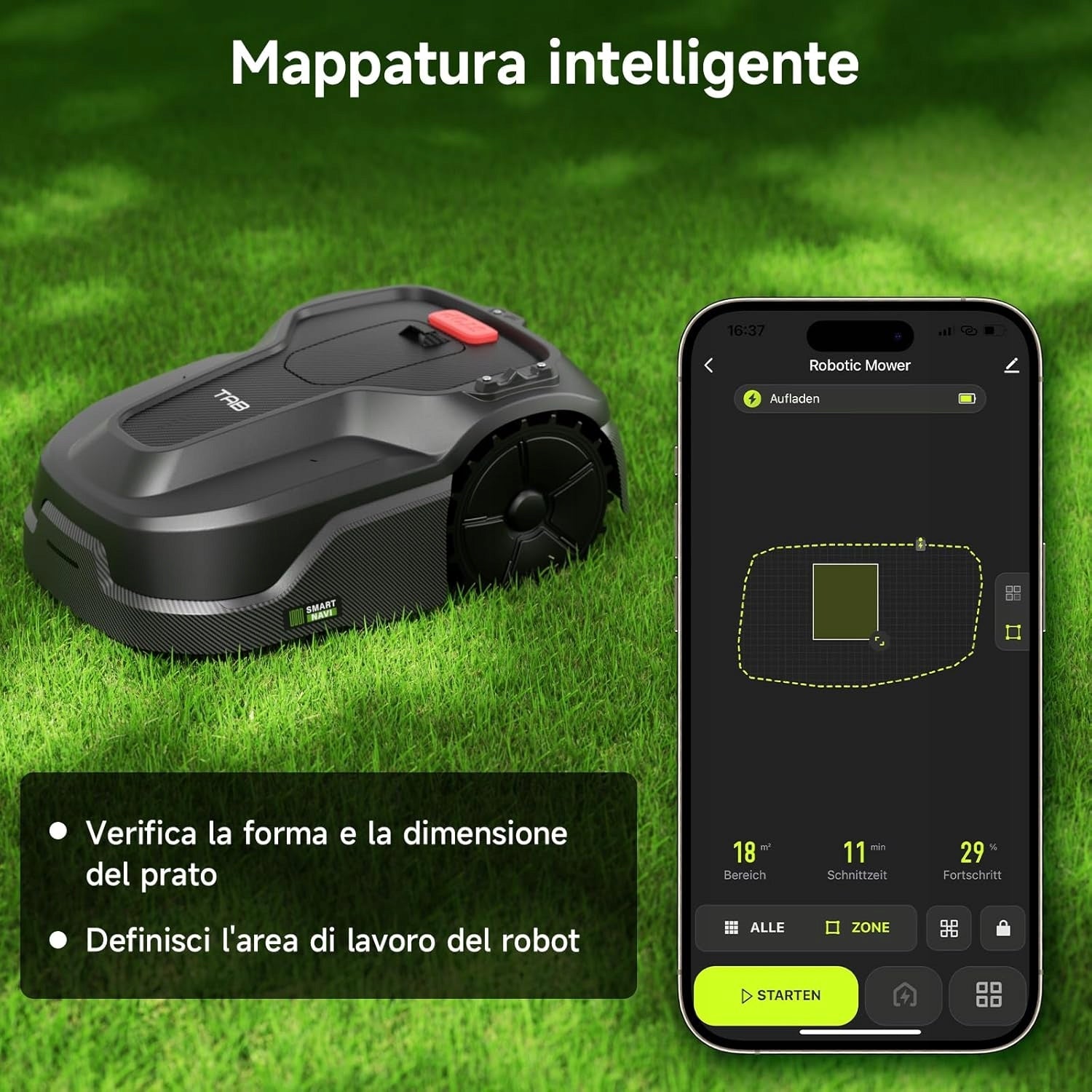 TAB HyperMow mowing robot, lawn mower daily range up to 600 m² J170 Batteries included no