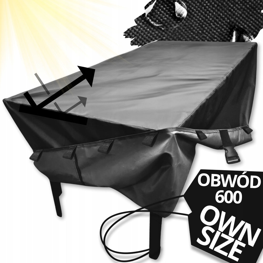TABLE COVER GARDEN FURNITURE WATERPROOF TARPAULIN BLACK CIRCUMFERENCE 600