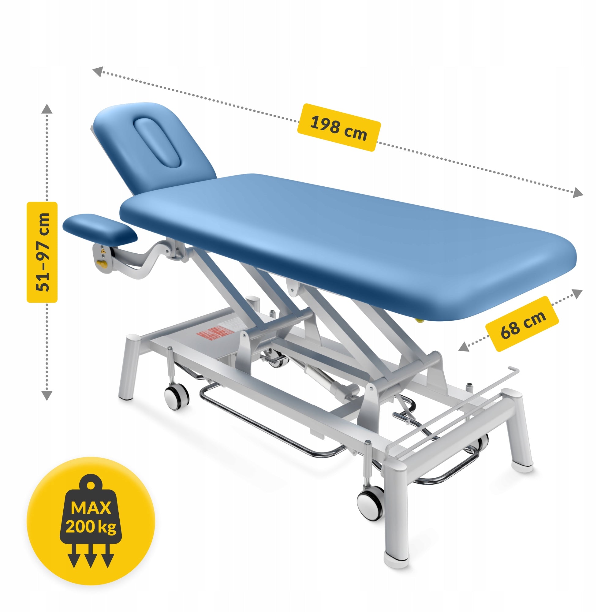 TABLE ELECTRIC STATIONARY MASSAGE BED WITH HEIGHT ADJUSTMENT STEEL Frame material steel