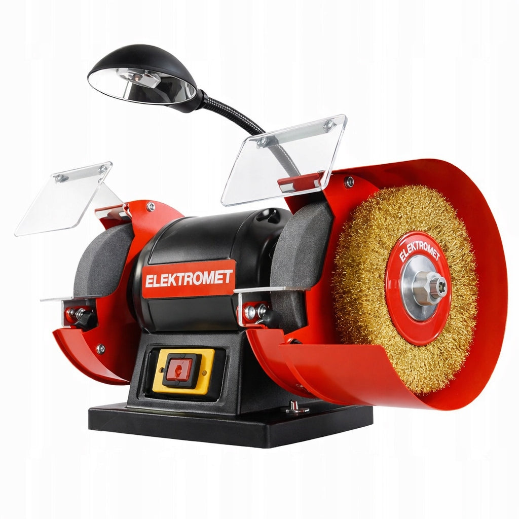 TABLE GRINDER 200W DOUBLE FOR SHARPENING 2 STONES DISCS LAMP BL. Brand Elektromet