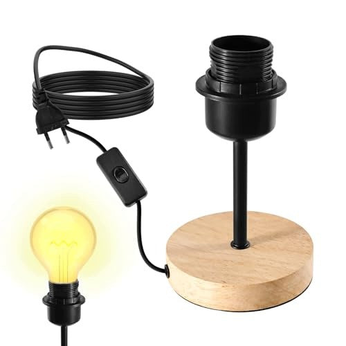 TABLE LAMP BASE E27 METAL WOOD BLACK FOR DESK metal Brand no brand