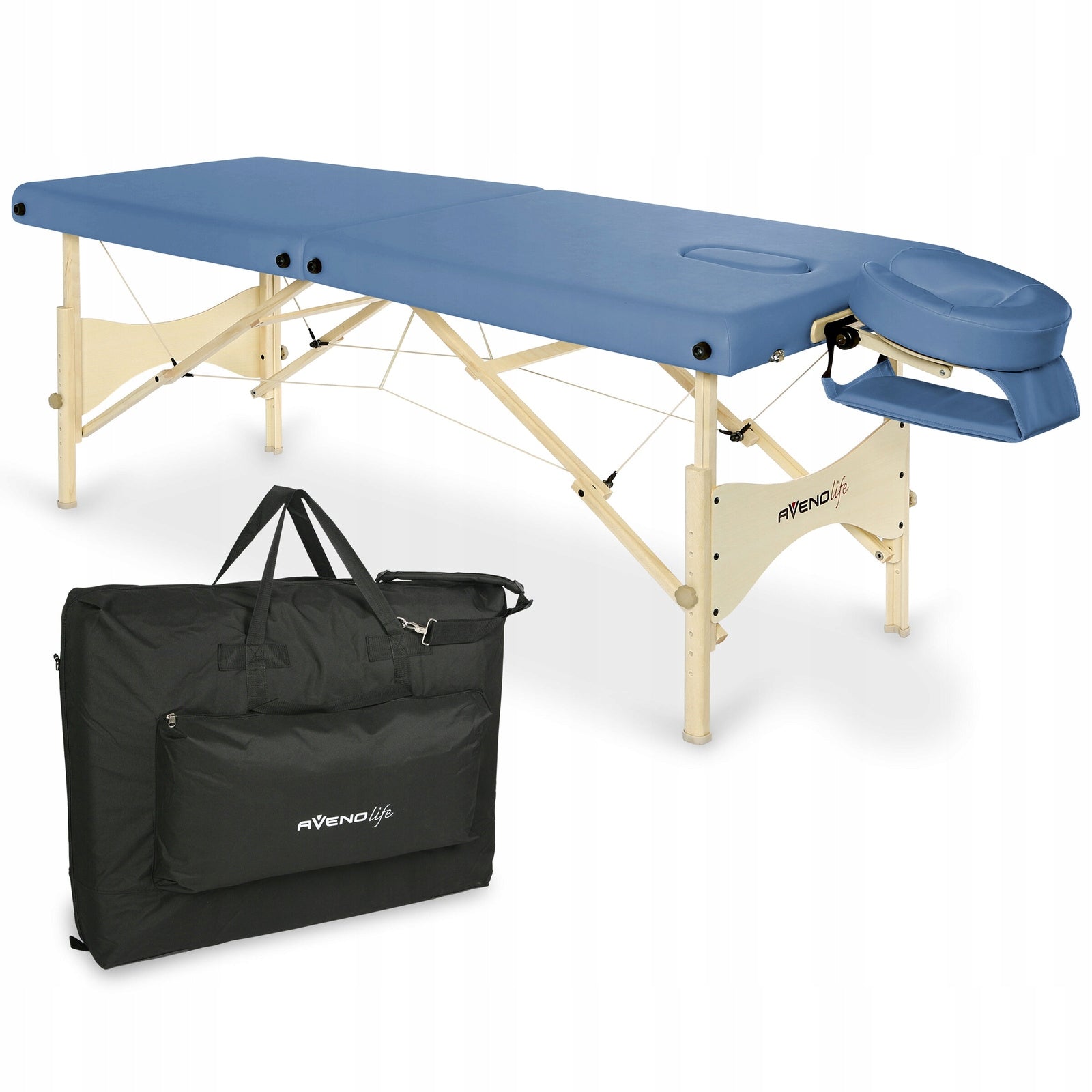 TABLE MASSAGE BED FOLDING WOOD PORTABLE ESPIRIT 70 CM BLUE Color blue