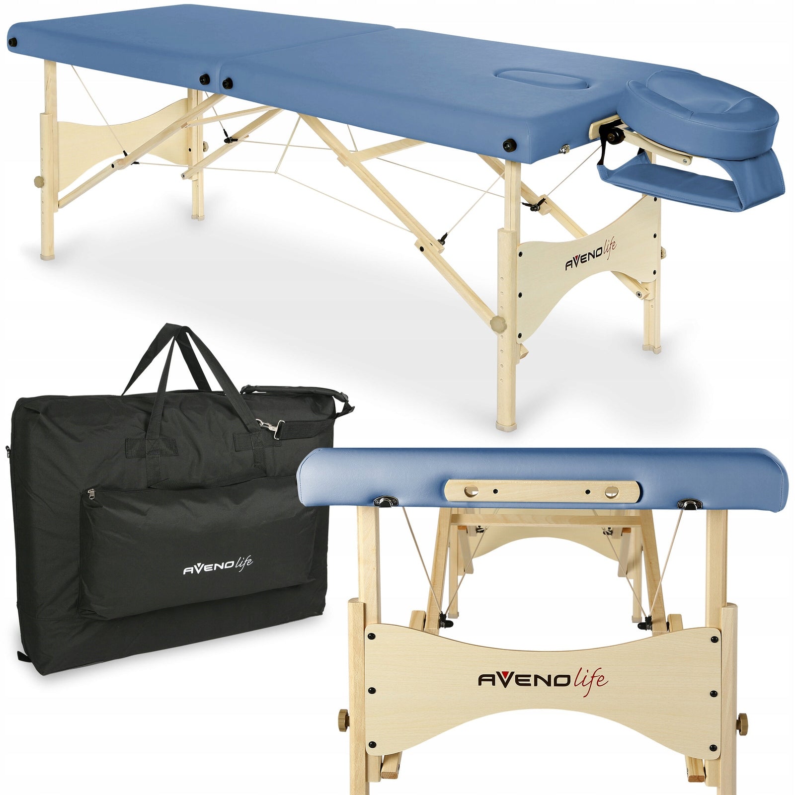 TABLE MASSAGE BED FOLDING WOOD PORTABLE ESPIRIT 70 CM BLUE