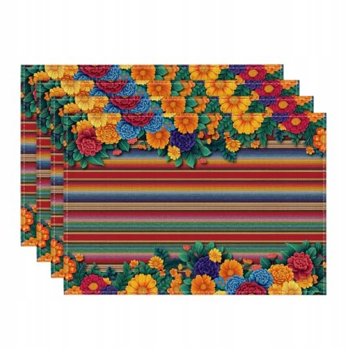 TABLE PADS COLORFUL FLOWERS HALLOWEEN POLYESTER FOR TABLE 2 PCS. Brand no brand