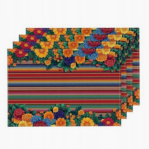 TABLE PADS COLORFUL FLOWERS HALLOWEEN POLYESTER FOR TABLE 2 PCS.