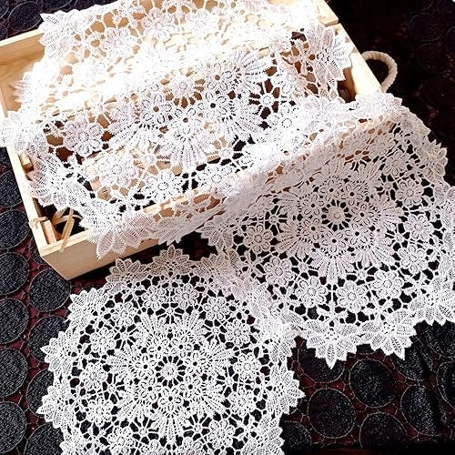 TABLE PADS EMBROIDERED LACE WHITE CROCHETED FOR WEDDING 2 PACK Brand no brand