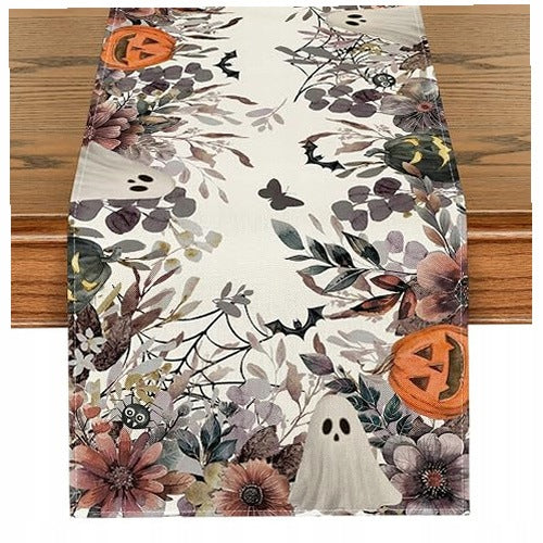 TABLE RUNNER HALLOWEEN PUMPKINS GHOST FLOWERS POLYESTER 40X240 CM polyester