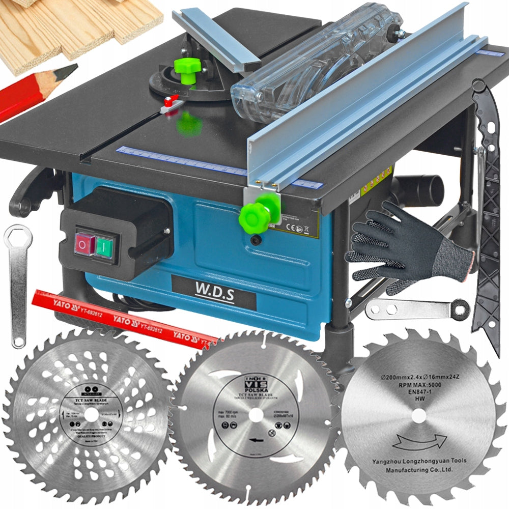 TABLE SAW FOR CUTTING WOOD CIRCULAR DISC + 3 DISCS