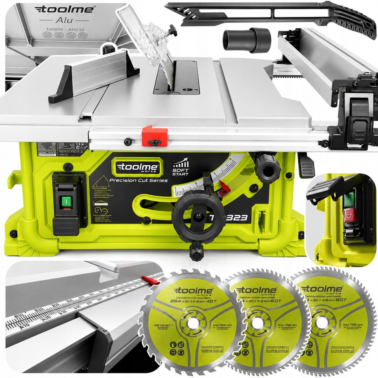 TABLE SAW saw 2000W 254mm ALU COUNTERTOP cutter toolme TM323
