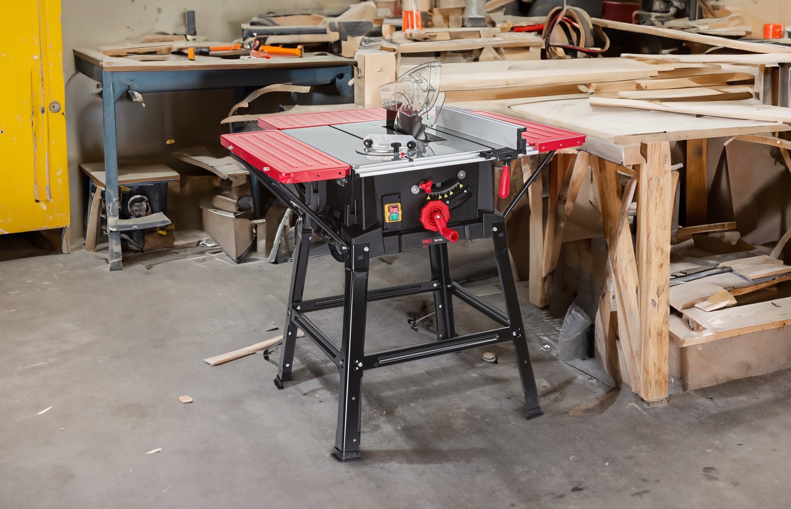 TABLE Saw Wood Circular Saw Krajzega Table Shield 3400W 4-Tabletops Brand RED TECHNIC