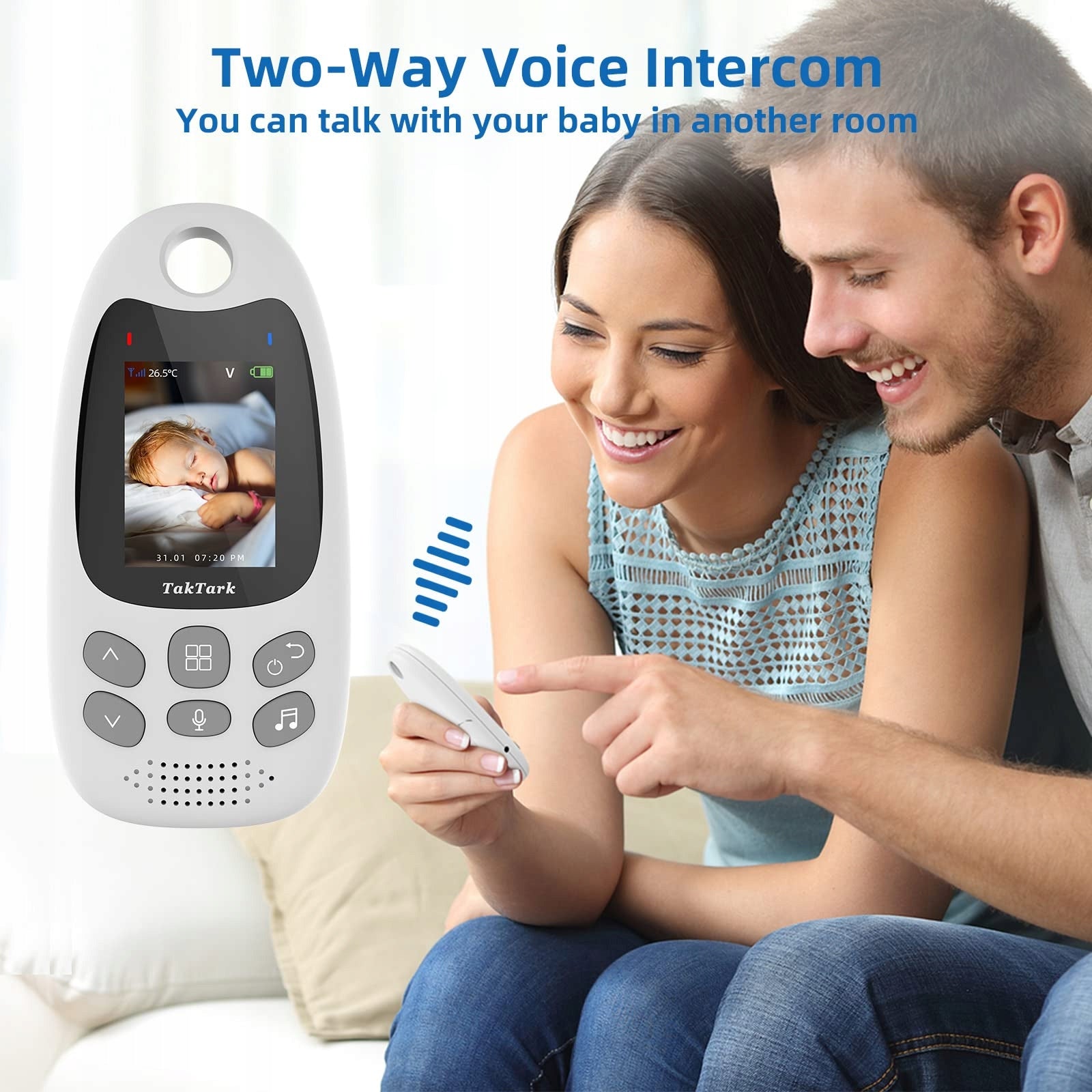TAKTARK Babyfon Camera Monitor 2'' VOX Double Sided Night Vision Communication Packaging status original