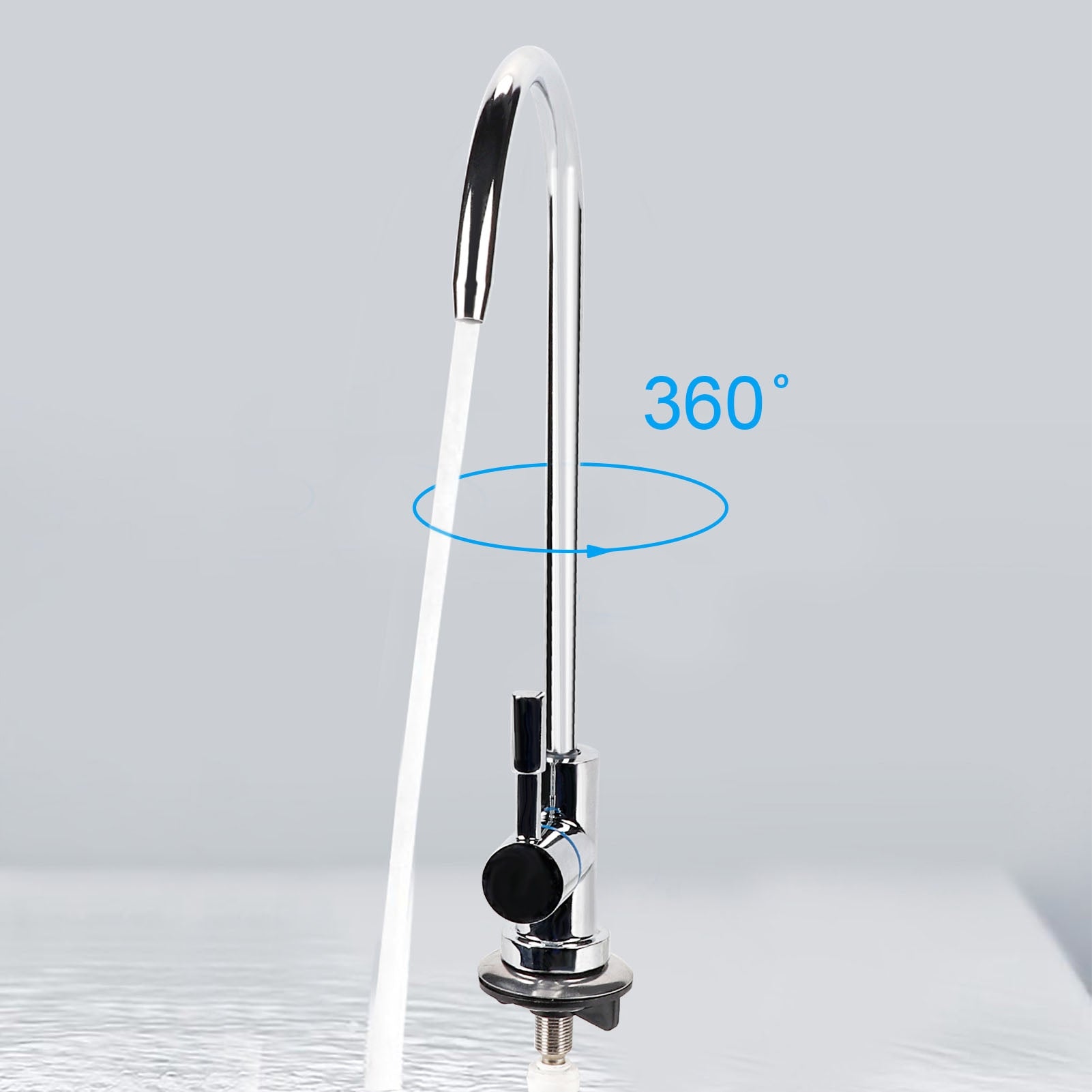 TAP WITH FILTER FOR DRINKING WATER FOR FILTERED WATER AND REVERSE OSMOSIS Dominant color silver/gray